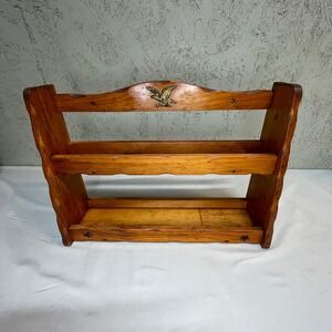 Colonial Early American Style Wooden Two-Tier Spice Rack